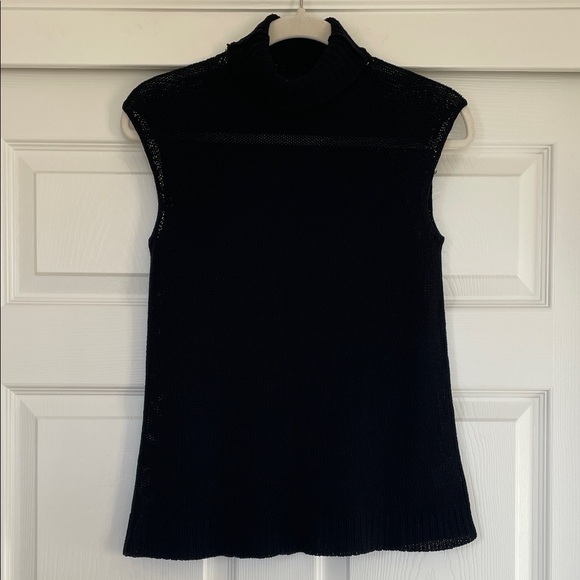Dkny Sweaters - DKNY Black Knit Turtleneck Sleeveless Lightweight Tank Top Women's S